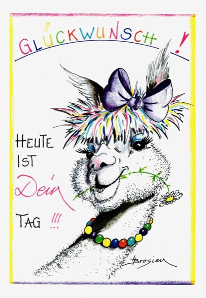 Grußkarte Klappkarte Alpaka "Heute ist dein Tag" 11 x 15 cm Heidemarie Brosien