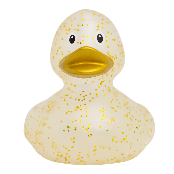 Glitzer Gold Konfetti Ente Badeente Quietscheente Gummiente Lilalu