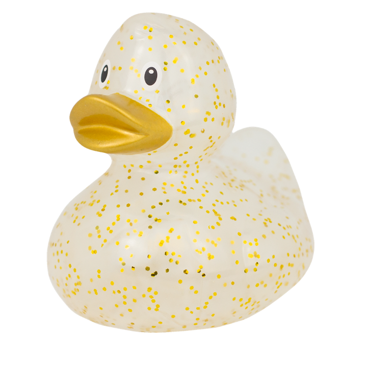 Glitzer Gold Konfetti Ente Badeente Quietscheente Gummiente Lilalu