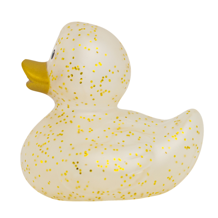 Glitzer Gold Konfetti Ente Badeente Quietscheente Gummiente Lilalu