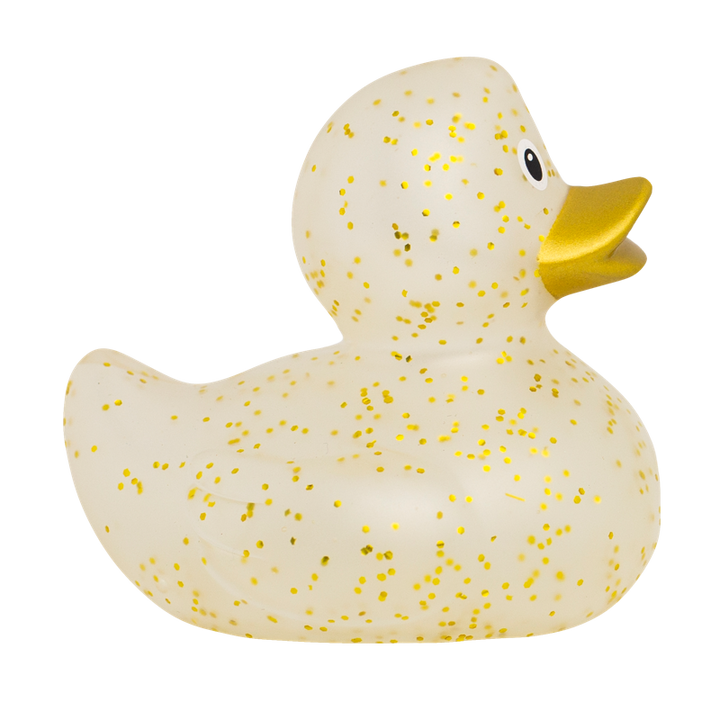 Glitzer Gold Konfetti Ente Badeente Quietscheente Gummiente Lilalu