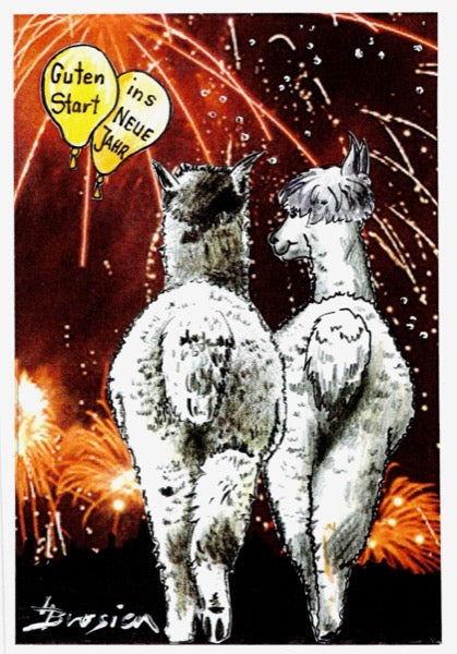Grußkarte Klappkarte Alpaka "Guten Start ins neue Jahr" 11 x 15 cm Heidemarie Brosien