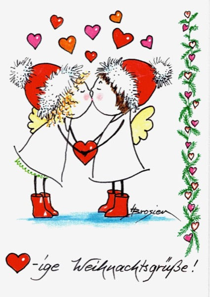 Grußkarte Klappkarte Engel "Herzliche Weihnachtsgrüße" 11 x 15 cm Heidemarie Brosien