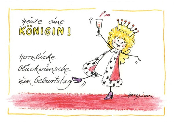 Grußkarte Klappkarte Engel Geburtstag "Heute eine Königin" 15 x 11 cm Heidemarie Brosien