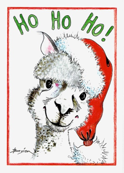 Grußkarte Klappkarte Alpaka "Ho Ho Ho" 11 x 15 cm Heidemarie Brosien
