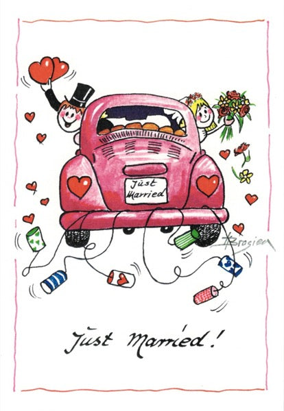 Grußkarte Klappkarte Engel Hochzeit "Just Married" 11 x 15 cm Heidemarie Brosien