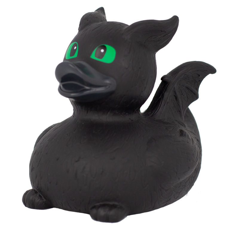 Kleiner Schwarzer Drache Badeente Quietscheente Gummiente Lilalu