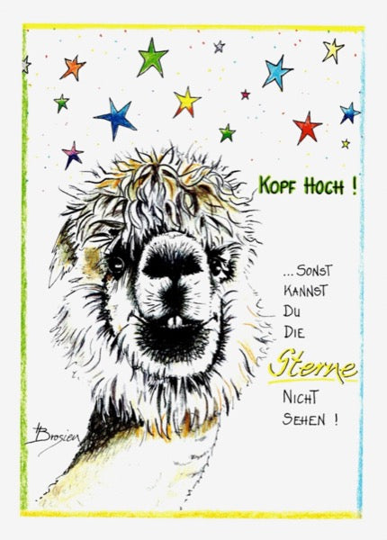 Grußkarte Klappkarte Alpaka "Kopf Hoch" 11 x 15 cm Heidemarie Brosien