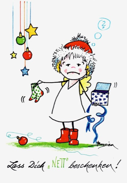 Grußkarte Klappkarte Engel "Lass Dich nett beschenken" 11 x 15 cm Heidemarie Brosien