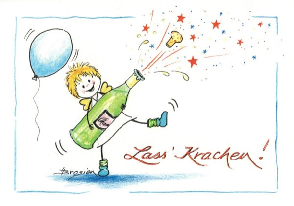 Grußkarte Klappkarte Engel "Lass Krachen Männlich" 15 x 11 cm Heidemarie Brosien