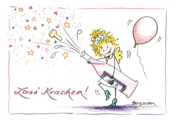 Grußkarte Klappkarte Engel "Lass Krachen Weiblich" 15 x 11 cm Heidemarie Brosien