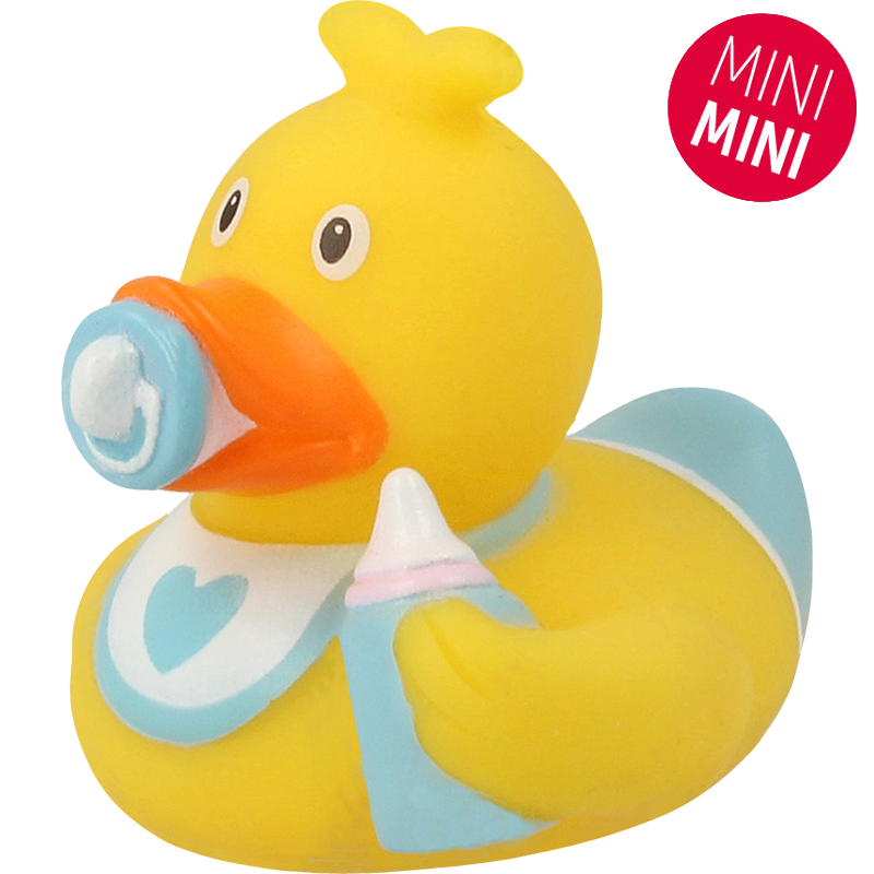 Mini Baby Ente Junge Blau Badeente Quietscheente Lilalu