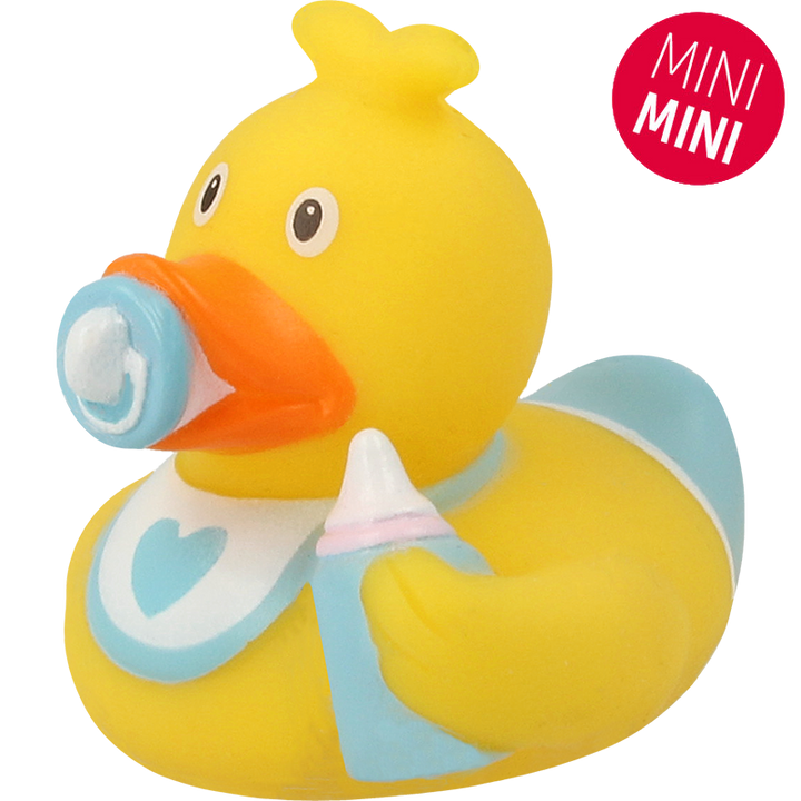 Mini Baby Ente Junge Blau Badeente Quietscheente Lilalu