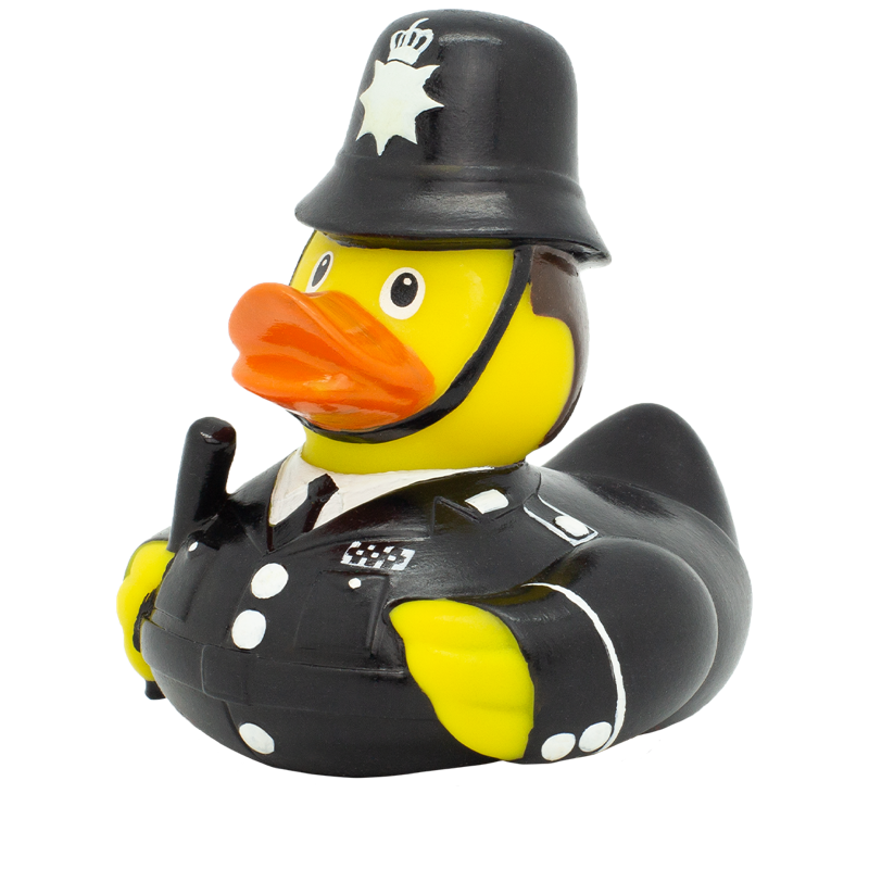Englische Polizei Bobby Ente Badeente Quietscheente Gummiente Lilalu