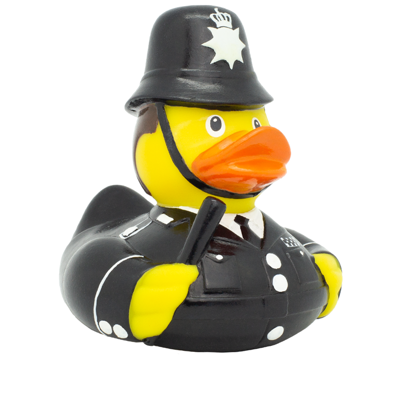 Englische Polizei Bobby Ente Badeente Quietscheente Gummiente Lilalu