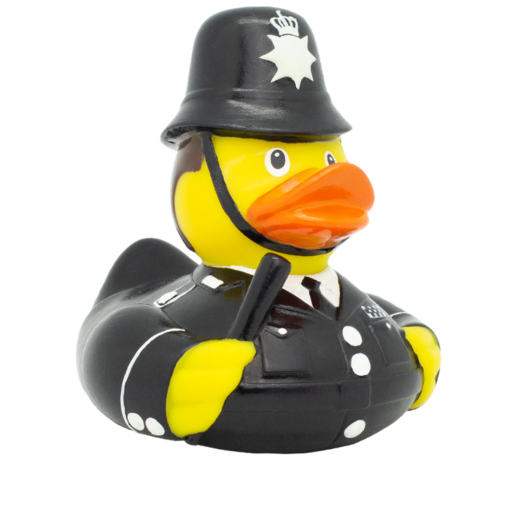 Englische Polizei Bobby Ente Badeente Quietscheente Gummiente Lilalu