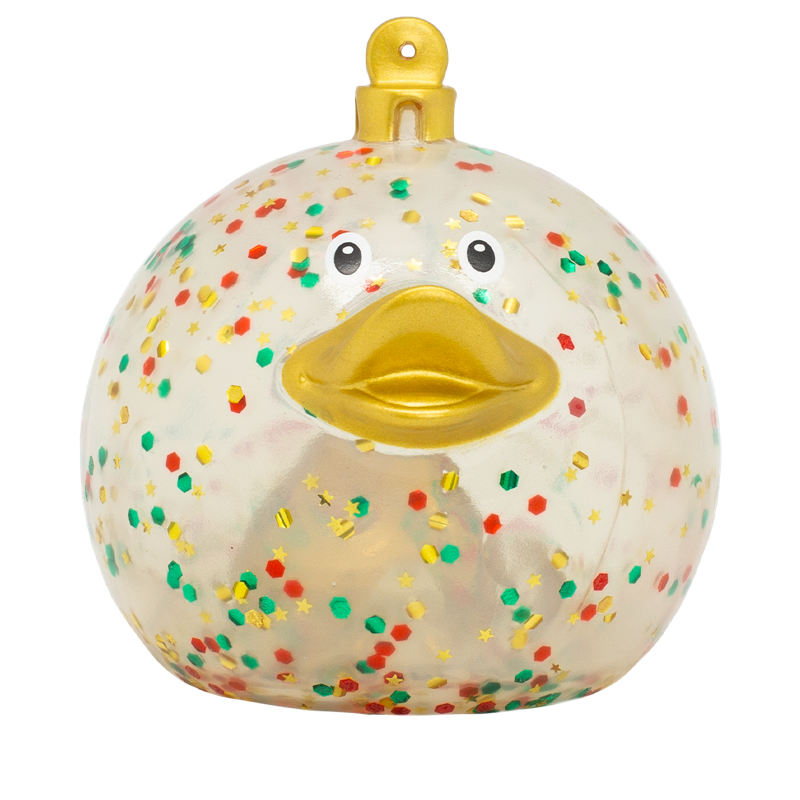 Glitzer Weihnachtskugel Christbaumschmuck Ente Badeente Quietscheente Lilalu