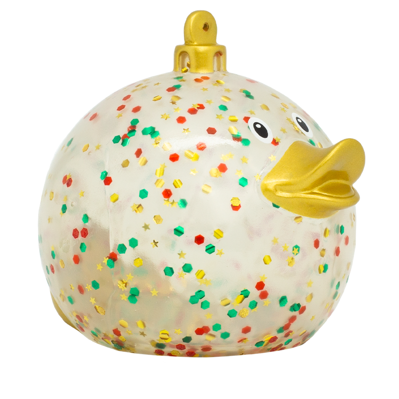 Glitzer Weihnachtskugel Christbaumschmuck Ente Badeente Quietscheente Lilalu
