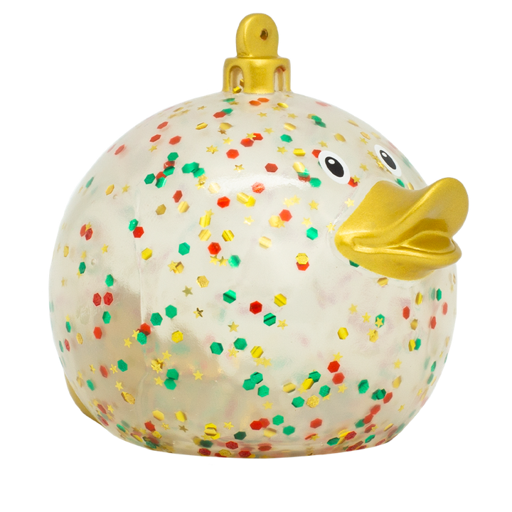 Glitzer Weihnachtskugel Christbaumschmuck Ente Badeente Quietscheente Lilalu