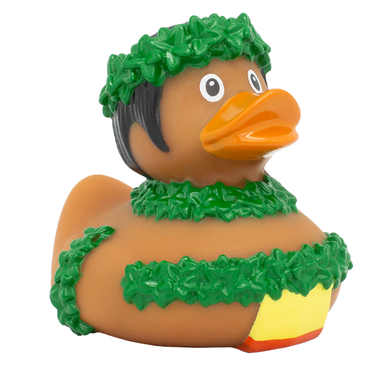 Hawaiianer Ente Badeente Quietscheente Gummiente Lilalu