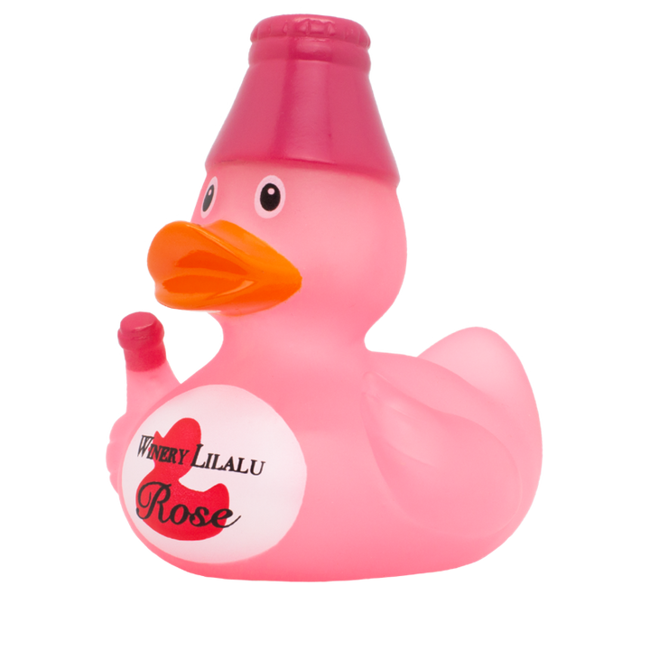 Wein Rose Ente Badeente Quietscheente Gummiente Lilalu