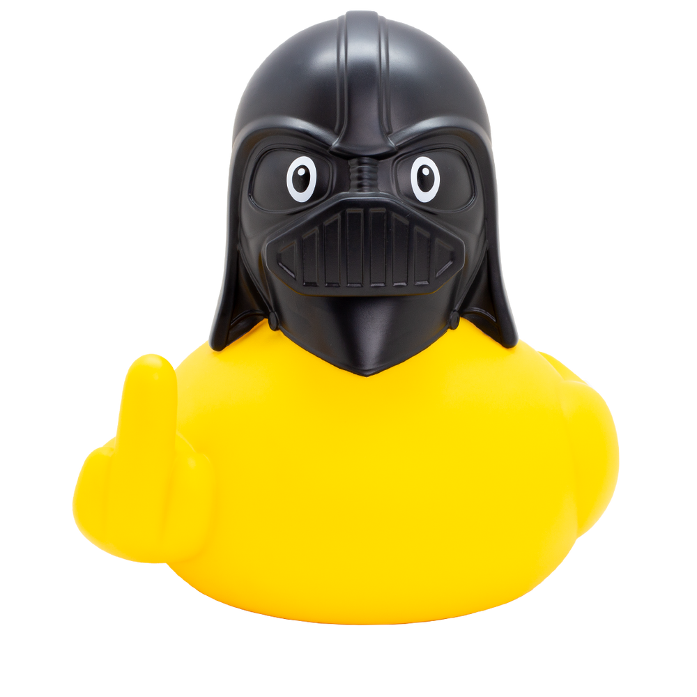XXL Black Helmet Stinkefinger Gelb Badeente Quietscheente Gummiente Lilalu