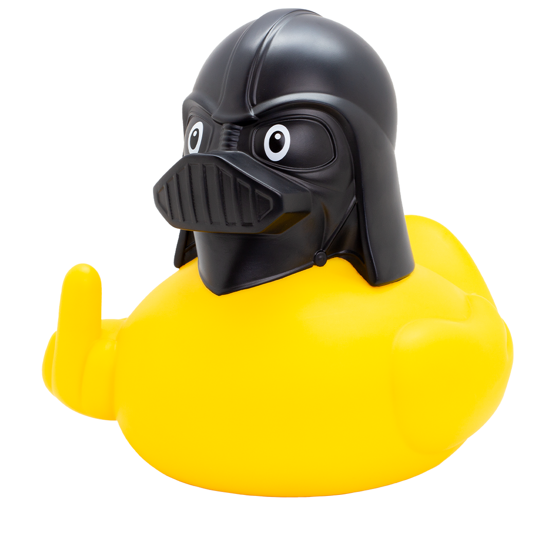XXL Black Helmet Stinkefinger Gelb Badeente Quietscheente Gummiente Lilalu