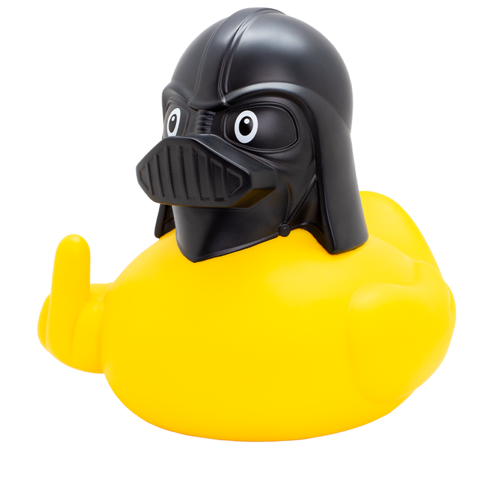 XXL Black Helmet Stinkefinger Gelb Badeente Quietscheente Gummiente Lilalu