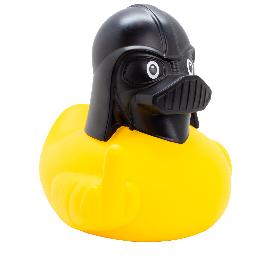 XXL Black Helmet Stinkefinger Gelb Badeente Quietscheente Gummiente Lilalu