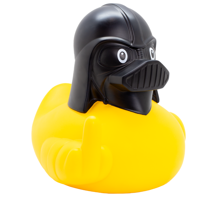 XXL Black Helmet Stinkefinger Gelb Badeente Quietscheente Gummiente Lilalu