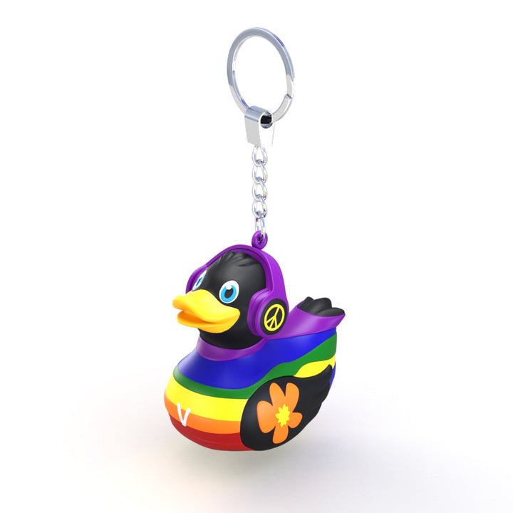 Liebe Frieden Regenbogen Ente Schlüsselanhänger Schwarz Ducklin