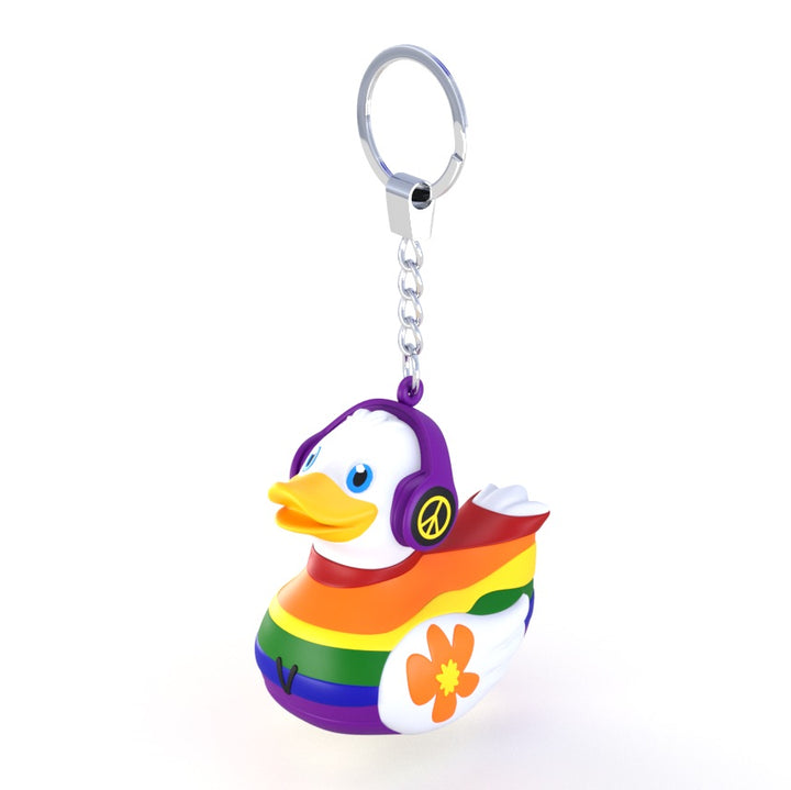 Liebe Frieden Regenbogen Ente Schlüsselanhänger Weiß Ducklin