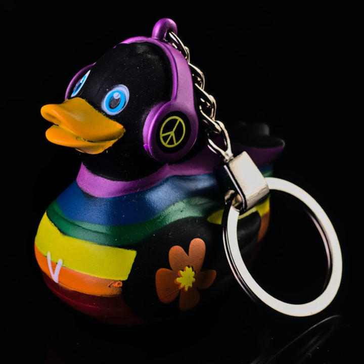 Liebe Frieden Regenbogen Ente Schlüsselanhänger Schwarz Ducklin