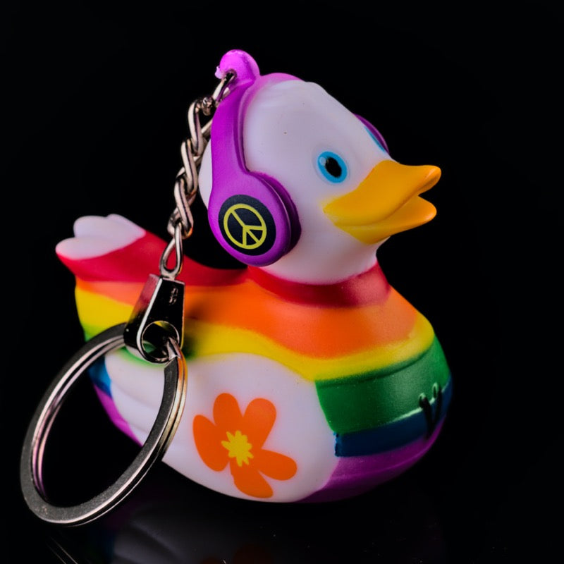 Liebe Frieden Regenbogen Ente Schlüsselanhänger Weiß Ducklin