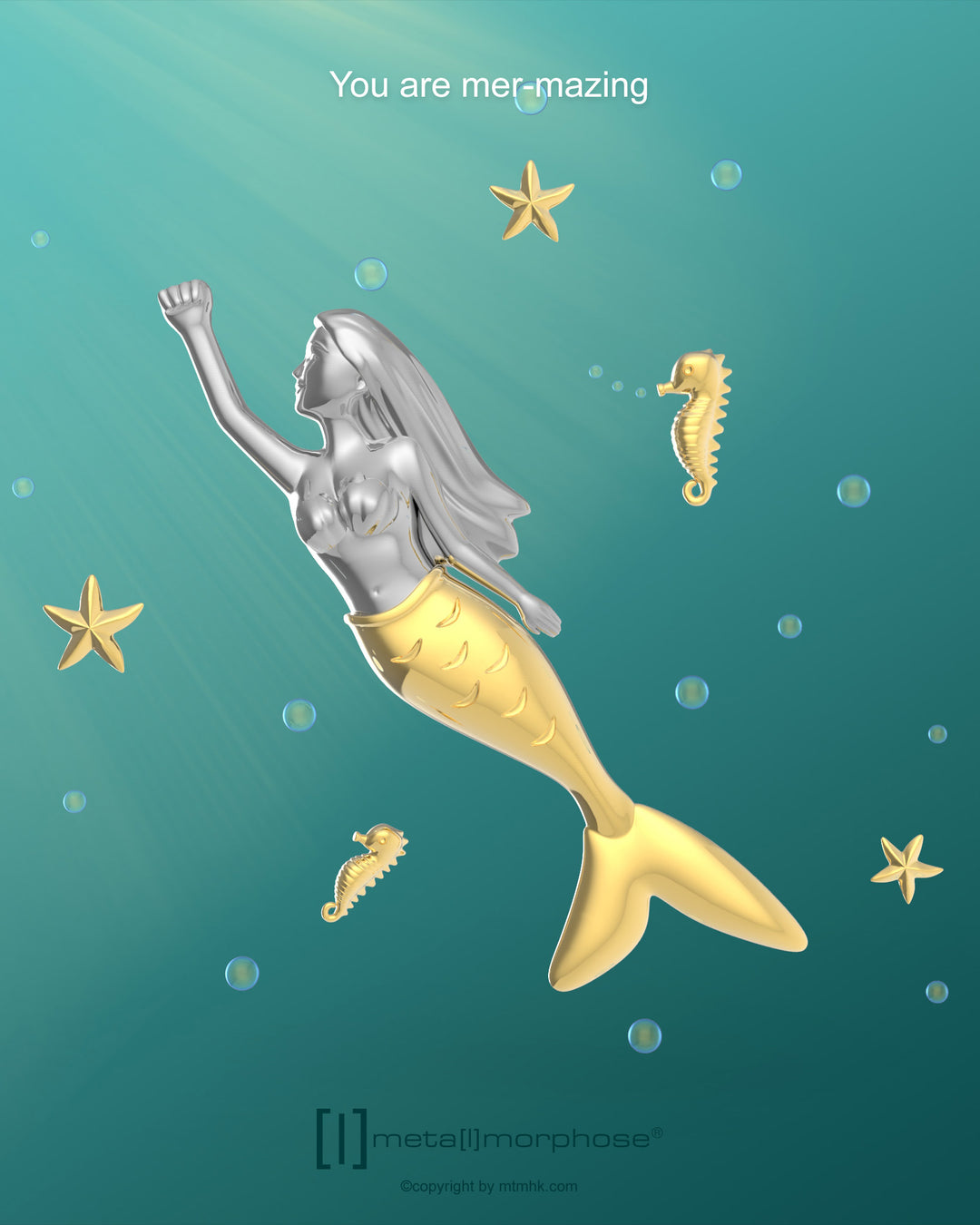 Schlüsselanhänger Meerjungfrau Mermaid Metalmorphose mit Spruch