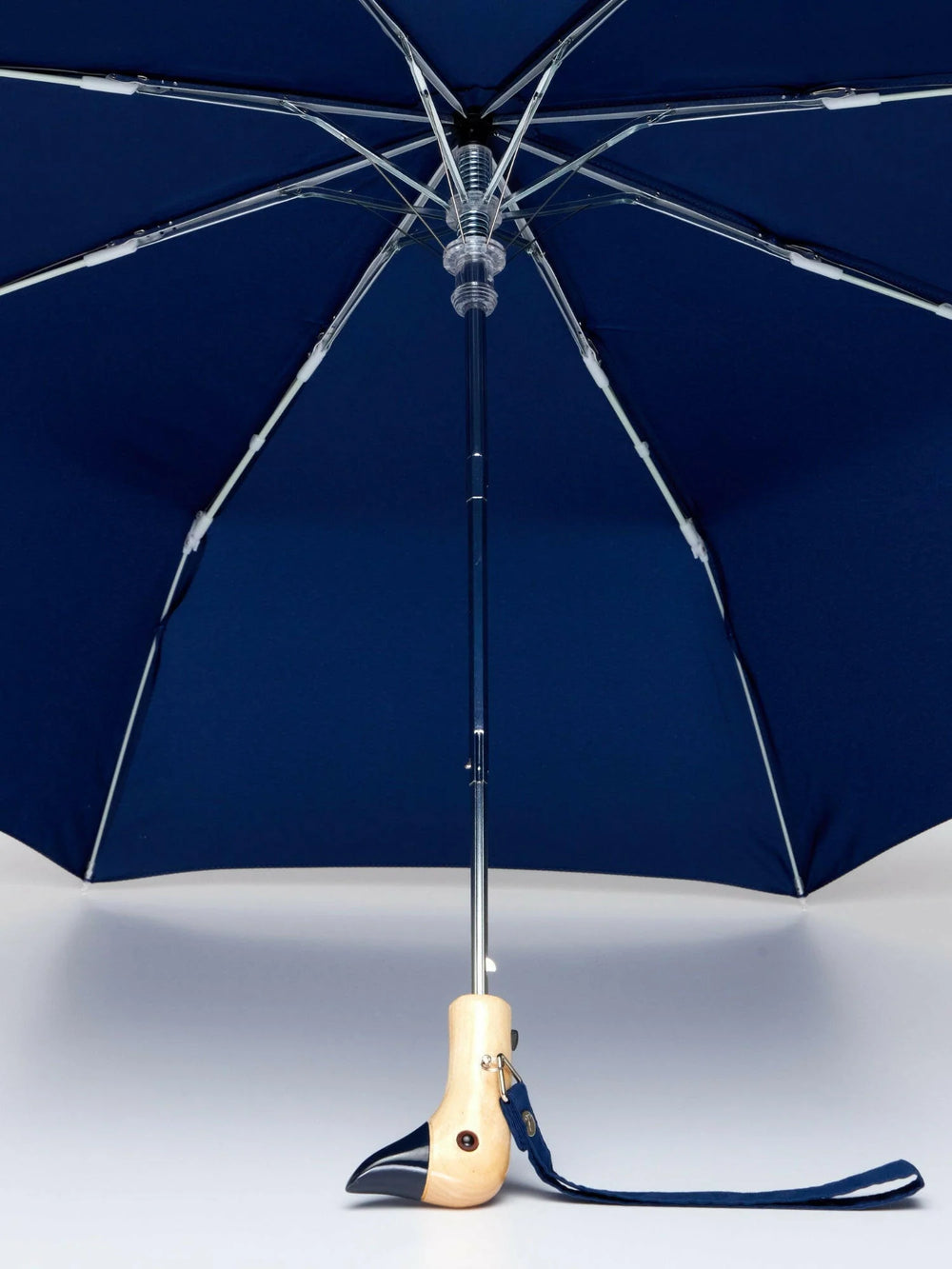 Regenschirm Navy Dunkelblau Birkenholzgriff Original Duckhead