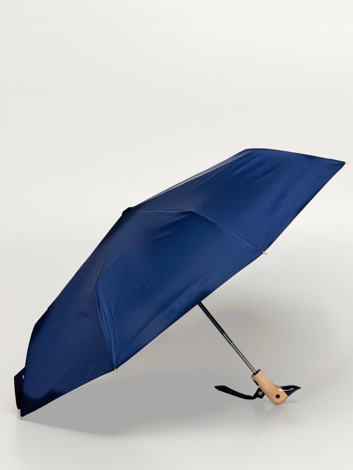 Regenschirm Navy Dunkelblau Birkenholzgriff Original Duckhead