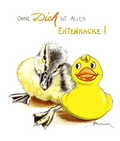 Passepartout Bild Ente & Badeente "Entenkacke" 24 x 30 cm Heidemarie Brosien