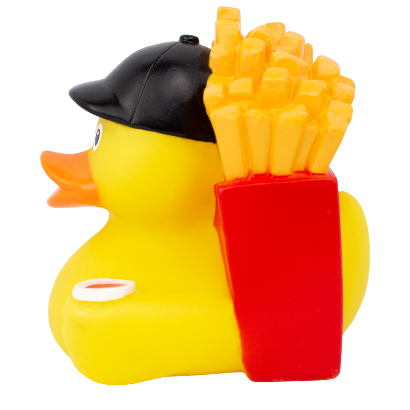 Pommes Tüte Ente Badeente Quietscheente Gummiente Lilalu