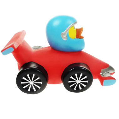 Rennwagen Rennfahrer Rot Badeente Quietscheente Gummiente Factotum