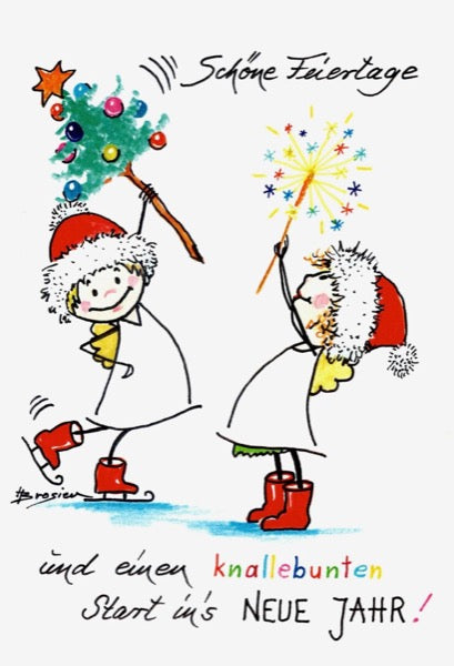 Grußkarte Klappkarte Engel "Schöne Feiertage" 11 x 15 cm Heidemarie Brosien