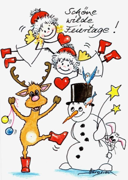 Grußkarte Klappkarte Engel "Schöne wilde Feiertage" 11 x 15 cm Heidemarie Brosien