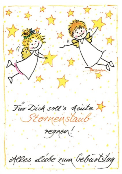 Grußkarte Klappkarte Engel Geburtstag "Sternenstaub" 11 x 15 cm Heidemarie Brosien