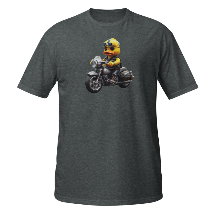 Kurzärmeliges Unisex T-Shirt Motorradfahrer Badeente Dunkelgrau