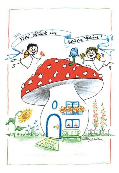 Grußkarte Klappkarte Engel "Viel Glück im neuen Heim" 11 x 15 cm Heidemarie Brosien