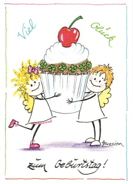 Grußkarte Klappkarte Engel "Viel Glück" 11 x 15 cm Heidemarie Brosien