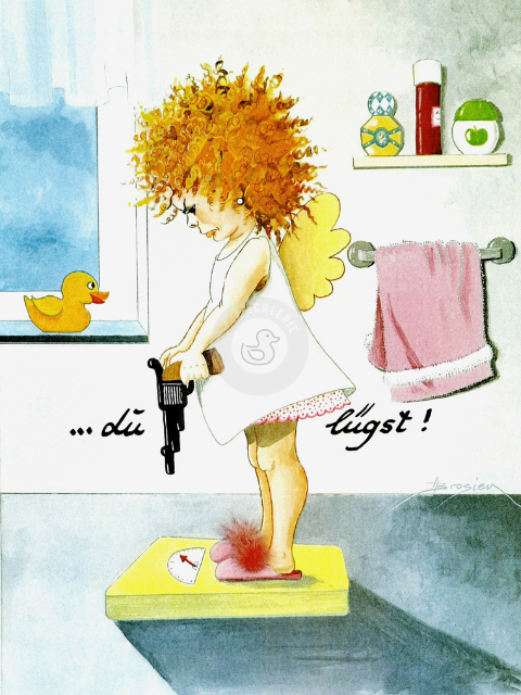 Passepartout Bild Engel "Die Waage lügt" 24 x 30 cm Heidemarie Brosien