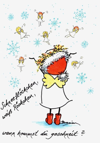 Grußkarte Klappkarte Engel "Schneeflöckchen, weiß Röckchen" 11 x 15 cm Heidemarie Brosien